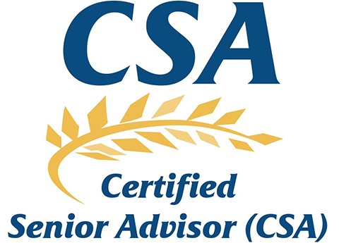 A certified senior advisor logo is shown.